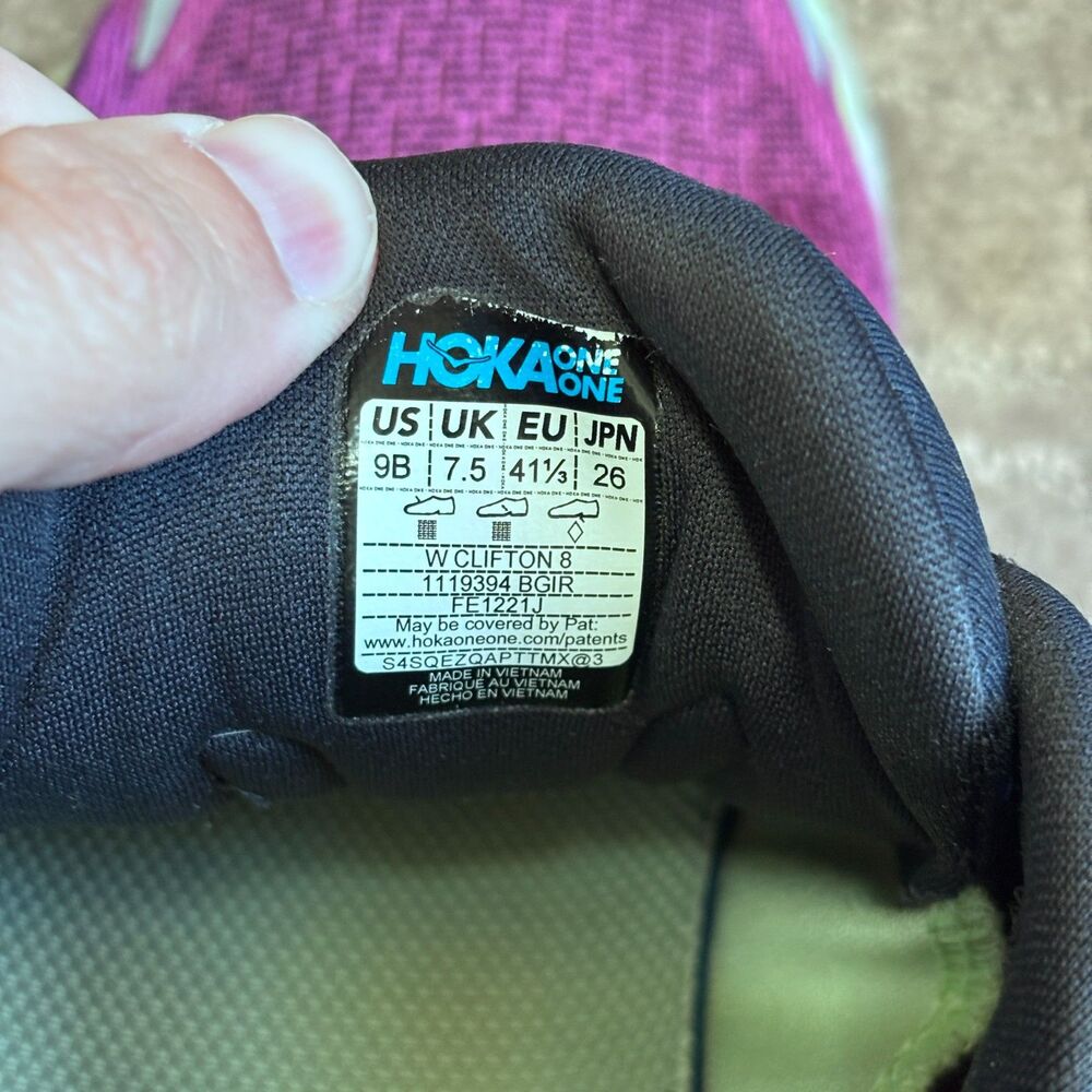 Hoka One One Clifton 8 Running Sneakers Women's 9B Purple Walk Lace Up 1119394 - Picture 6 of 7